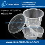 1000ml/1200ml/1500ml clear disposable PP plastic bowl for snack food packaging