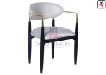 Stainless Steel Combine Metal Structure, Velvet / Leather Upholstered Arm Chair