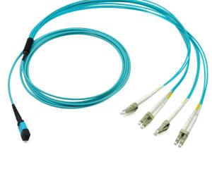 China Blue MPO Fanout Cable , Optical Communication Equipment Compact Design wholesale
