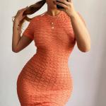 Mid Length Halter 110cm Sexy Short Sleeve Dress Perspective Backless