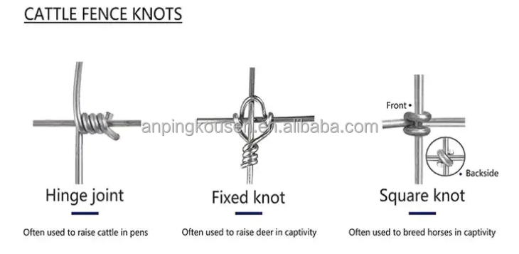 Galvanized 5-8 ft Fixed Knot Deer Cattle Fence for Farm Field Protection Square Design