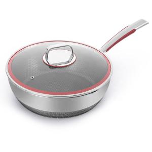 China Factory Direct Sale Silver Triply Stainless Steel Induction Cooker Fry Pan Nonstick Frying Pans wholesale