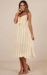 New arrival High Quality Mustard Stripe Beach Dress Summer Women Maxi Dress