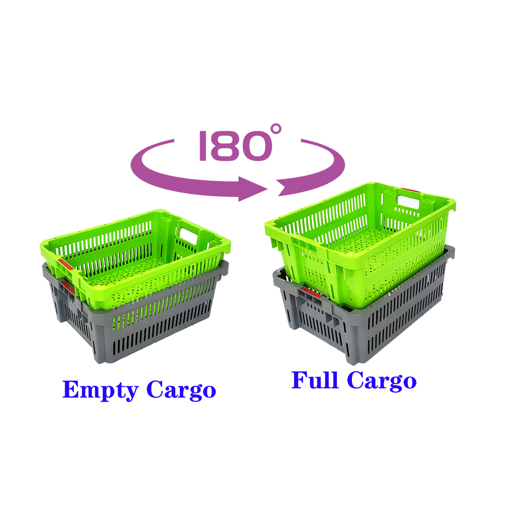 Green Plastic Crate For Reusable Egg Transport Storage Solutions Industrial Collapsible
