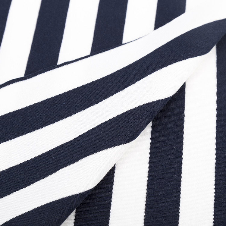 Custom Cotton Lycra Rib Knit Fabric Summer T Shirt Plain Striped Material