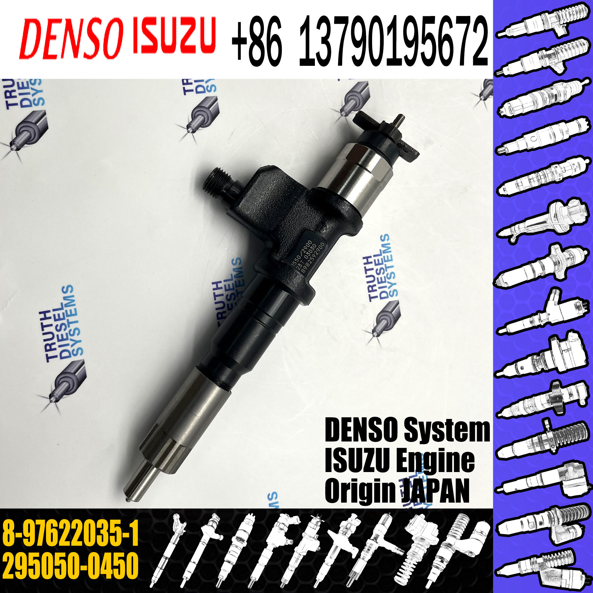 Rail Fuel Injector Assembly 295050-0450 295050-0451 8-97622035-2 8-97622035-0 8-97622035-1 For ISUZU
