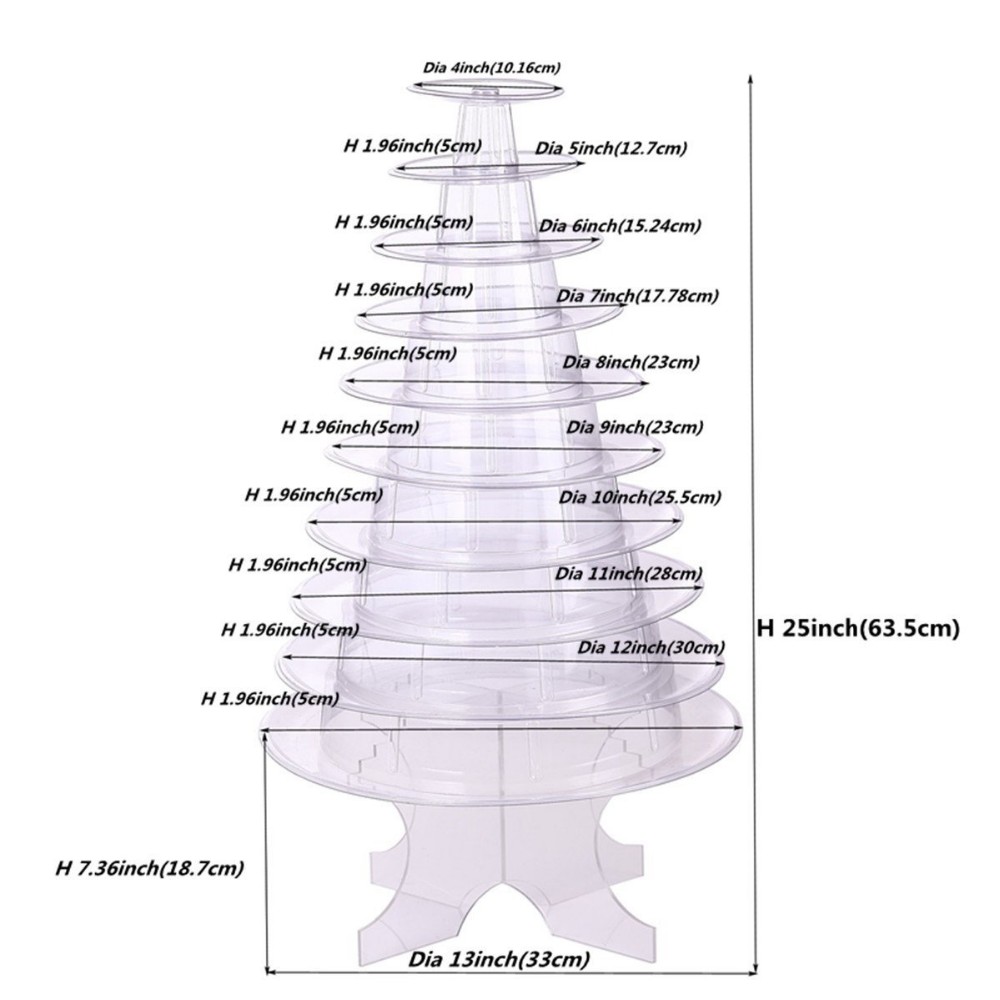 Classic Plastic 10 Tier Macaron Tower Pyramid Macaron Stand Case