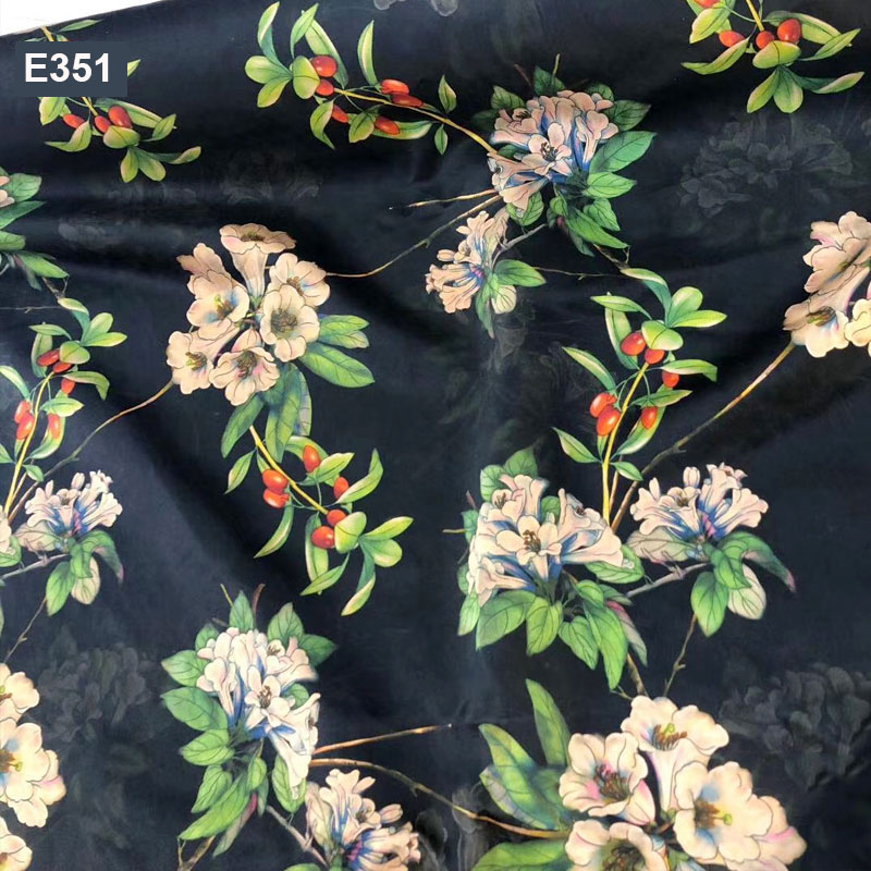 Custom Printed Sandwashed 27mm Silk Crepe De Chine Fabric Pure Silk Brocade Fabric