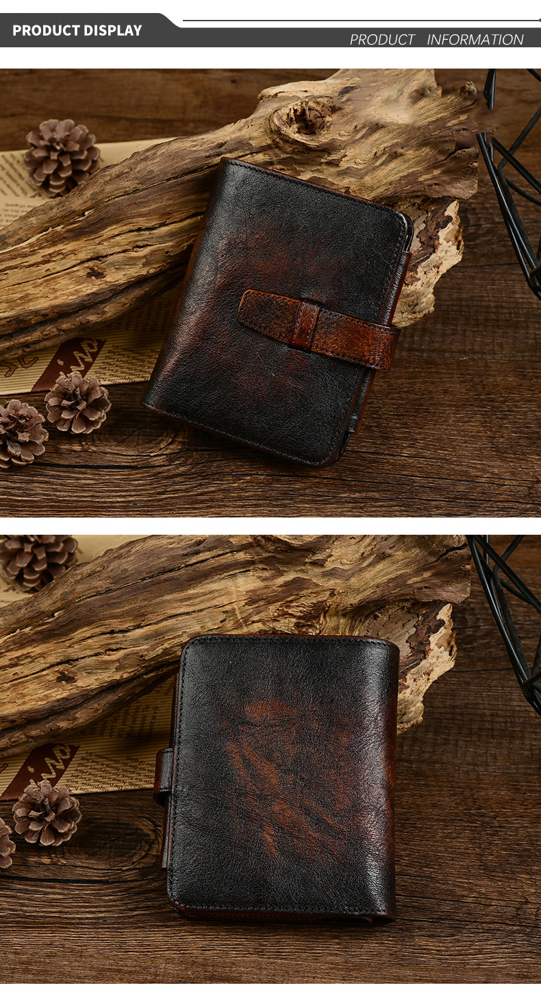 Nylon Lining Material Men's Genuine Leather Wallet For Men Vintage Cowhide Money Clip
