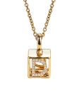 0.03ct 18K Yellow Gold Diamond Necklace A-Z Initials 3D Cube