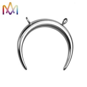China Double Holes SS304 Crescent Moon Charms For DIY Necklace Making wholesale