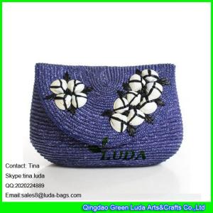 China LUDA fashion lady straw clutch bag seashell decoration wheat straw handbag wholesale