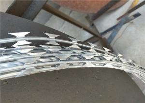 China Concertina Razor Barbed Wire , 304 Stainless Steel Razor Wire Army Security Barriers wholesale