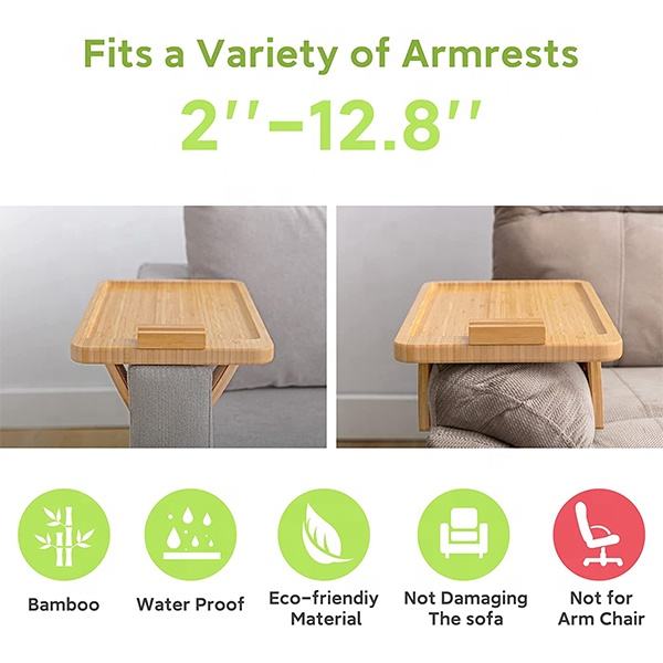 Classics Sofa Arm Rest Organizer Snacks Side Table For Wide Couches Arm Tray Table Portable Table