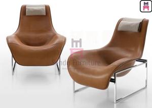 China Frame Leather Lounge Fiberglass Dining Chair Revolving Disk Shaped Stainless Steel Base wholesale