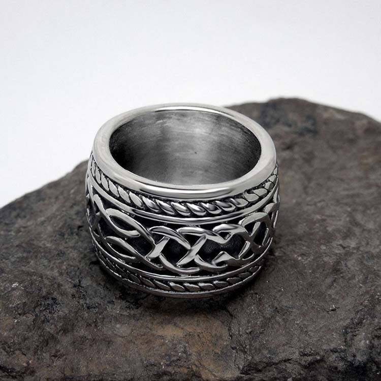 Vintage Old Titanium Stainless Steel with Sterling Silver Plated Band Ring ()