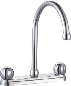 China Polished Chrome Centerset Kitchen Faucet 2 Handle Drip Free wholesale