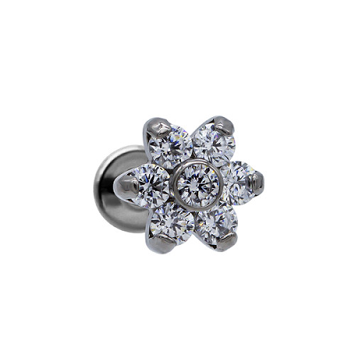 Colorful Crystal Titanium Piercing Jewelry Internal Thread Labret Style Nose