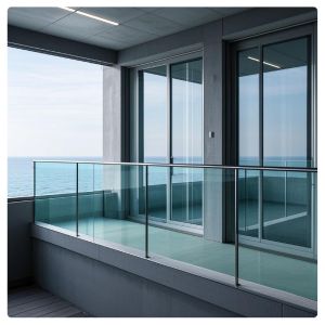 China Modern Frosted Glass Balcony Railing for Spiral Staircases wholesale