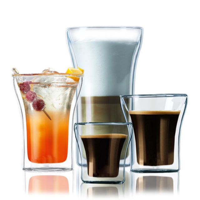 Hot Selling High Borosilicate Handle Heat Resistant Double Wall Clear 178ml Coffee Glass