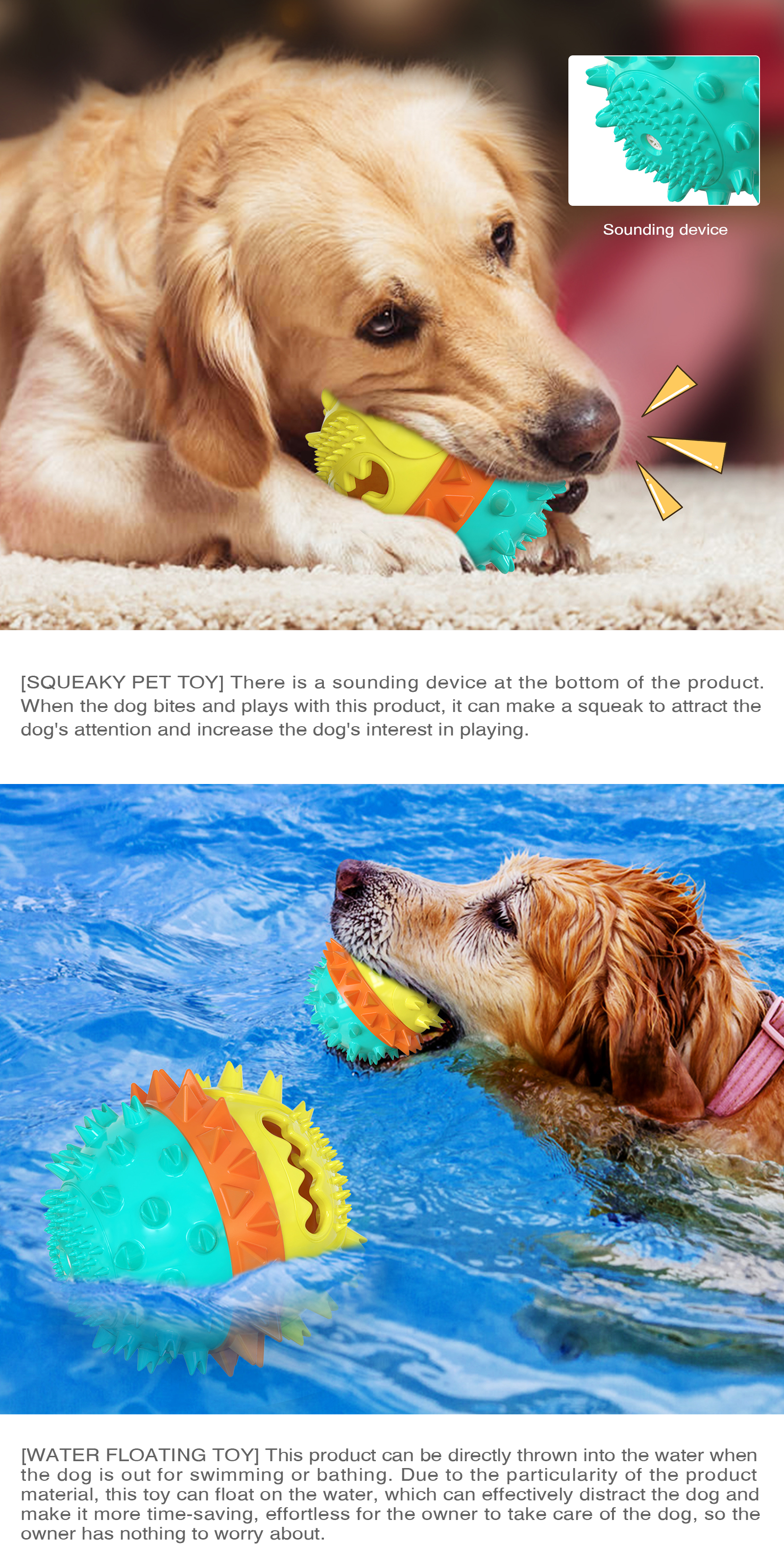 Pet Products Hot Style Pet Dog Grinder Stick Squeaking Dog Toy Squeaking Football