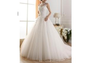 China Custom Color Ball Gown Bridal Dresses With Tulle Tail / Off Shoulder Wedding Ball Gown wholesale