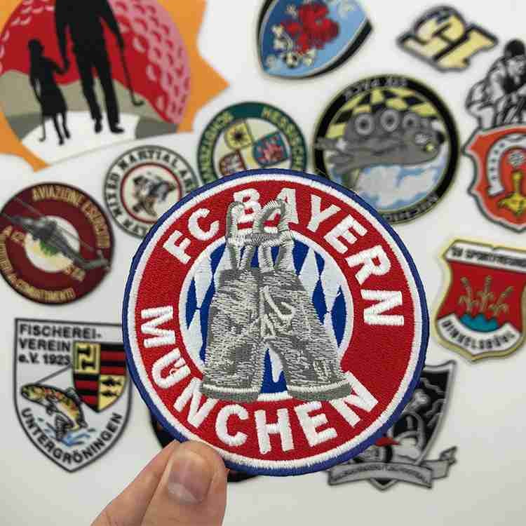 Self Adhesive Embossed Football Team Iron On Patches Washable Cotton Thread