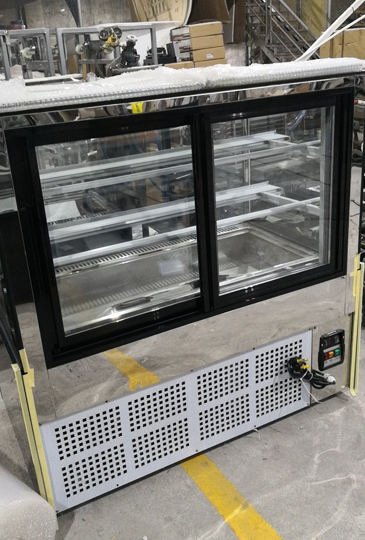 1.2m Refrigerated Cake Display Case, Curved Glass Pastry Chiller With Fan Cooling