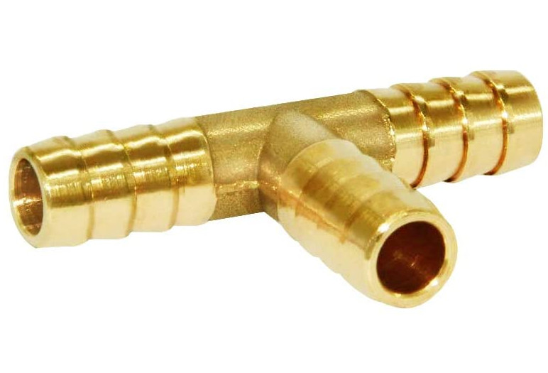 11/32'' ID 3 Way Brass Tee , ANSI Brass Hose Barb Tee