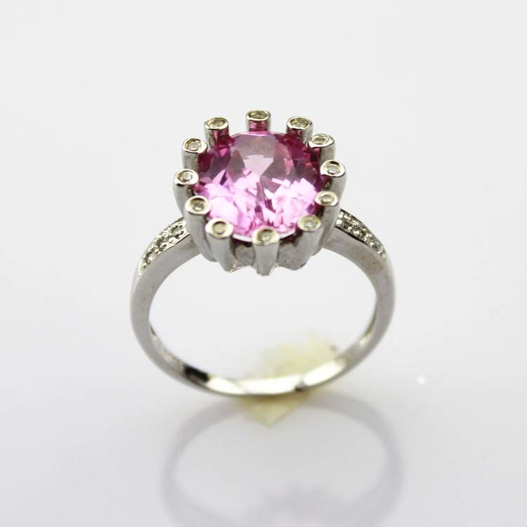 Women' Jewellery Sterling Silver Oval Garnet Cubic Zircon Ring(S-RT719)
