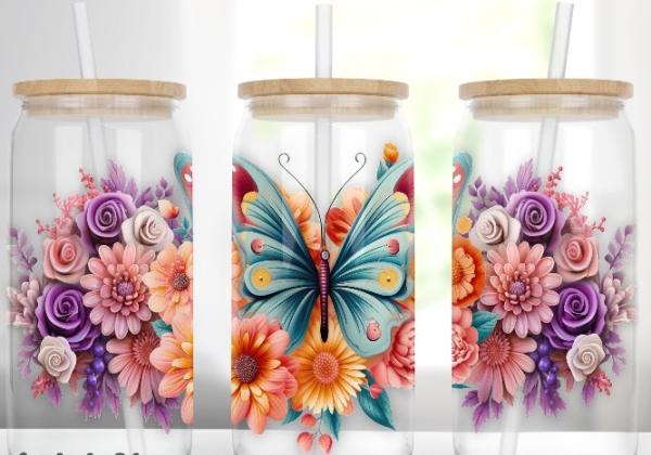 Quality 0.2mm Self Adhesive 3d UV Transfer Labels Glass Cup Wraps for sale