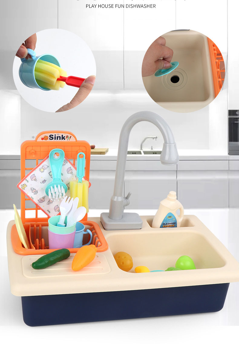 Improve Children's Wisdom with Unisex Kitchen Sink Play Set ABS Plastic Cutting Toys Included
