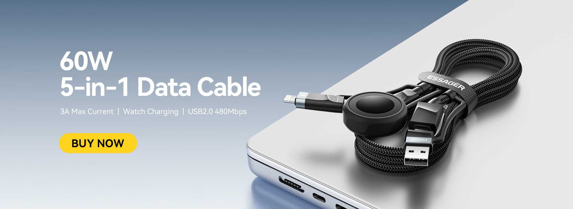 ESSAGER ES-X71 5 in 1 QC PD USB A/C to USB C/L Smart Watch Charging Data Cable