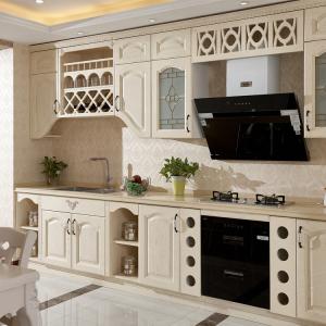 China European Style Oak Solid Wood Kitchen Cabinets Waterproof Easy Clean wholesale