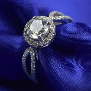 China Wedding White Gold Moissanite Ring With Engraving Letters / Numbers RD167 wholesale