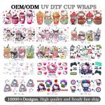 Custom Cup Wrap Designs Sticker Cartoon Tumbler Libbey 16oz Glass Can Wrap Uv