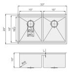 Modern Style Double Bowl Stainless Steel Sink Undermount For Kitchen