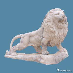 China White Marble Stone Carving Sculpture Animal Lion , Contemporary Stone Sculpture wholesale