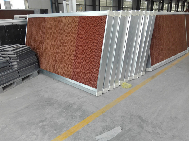 green house aluminum frame cool cell pads with water pipe for pig farm