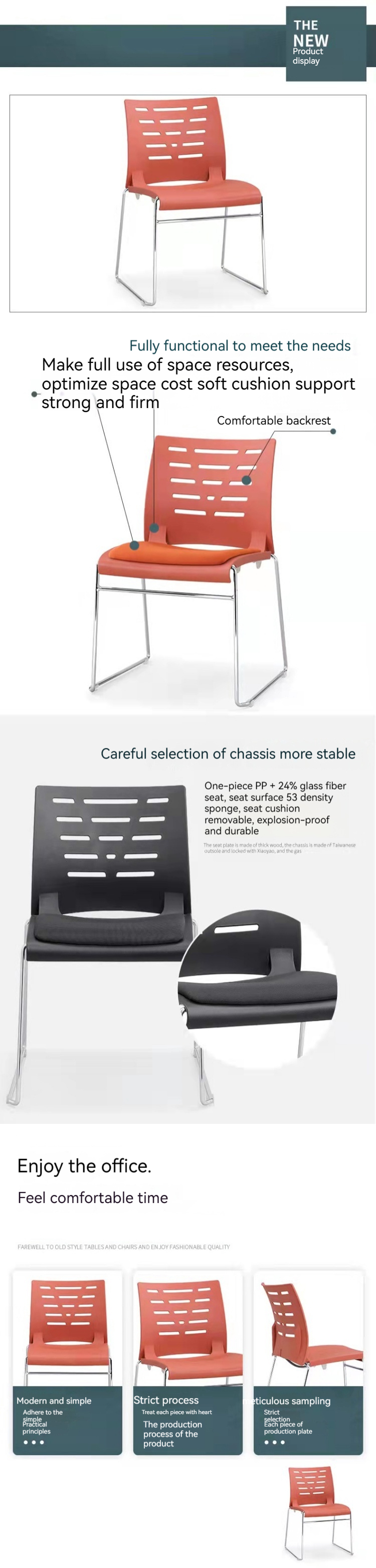 Metal Type Other Ergonomic PP Plastic Conference Chair with Comfortable Curve Design