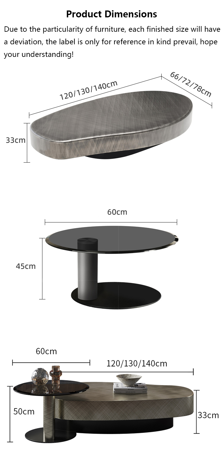OEM Stainless Steel Contemporary Round Coffee Table With Metal Base