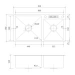 Brushed Steel Kitchen Multifunction Sink 34' Topmount Double Bowl 85x45