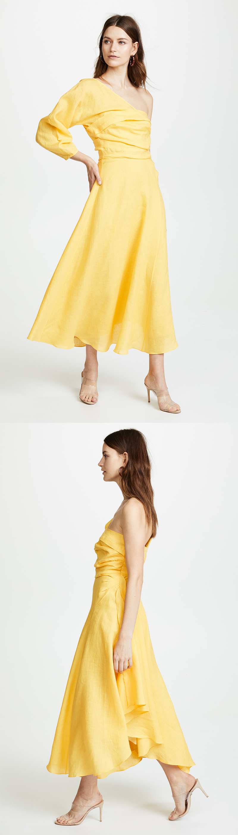 Fashion Asymmetrical Clothing One Shoulder With Long Sleeve Woman Maxi Dress Summer