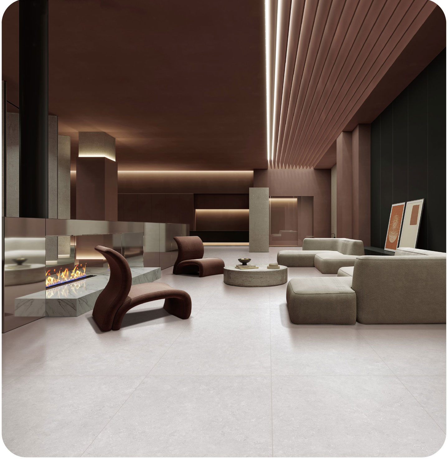 Beige Outside Floor 600x1200mm Textured Tiles and antibacterial Baby Face Porcelain Tile for Living Room and Kitchen