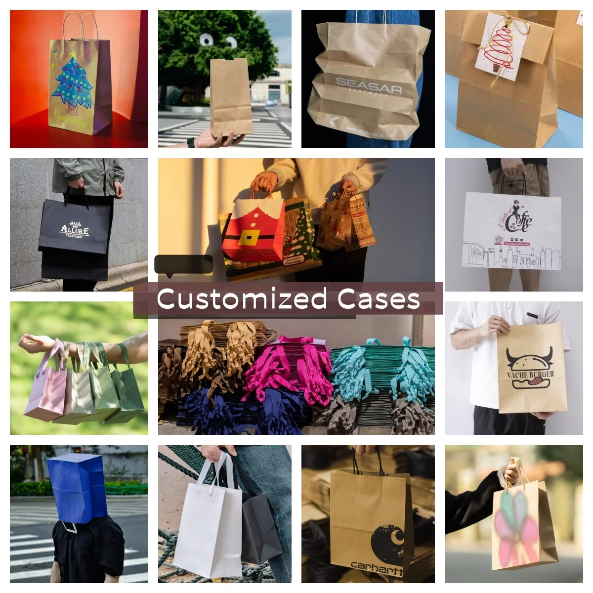 Customized LOGO Recyclable Kraft Paper Bag Sneakers Outer Packaging Paper Bag