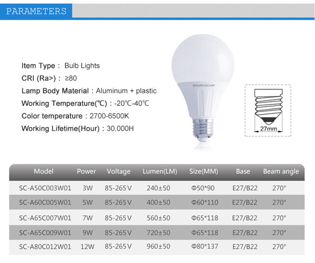 2500-6500k led bulb light 9w led bulbs wholesale