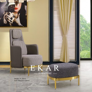 Modern Deluxe Different Design Metal Frame Luxury Leisure Fabric Leather Lounge