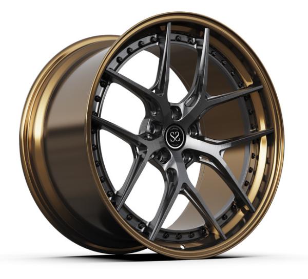 Polished 2PC Forged Wheel Rims For BMW Audi Porsche Bronze Spoke 18inch 5x112