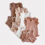 Stock and Custom Wholesale 100% Cotton Baby Clothing Set Summer Baby 3pcs Set