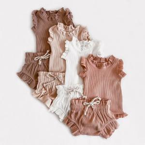 China Stock and Custom Wholesale 100% Cotton Baby Clothing Set Summer Baby 3pcs Set Baby Summer 2pc Clothes wholesale